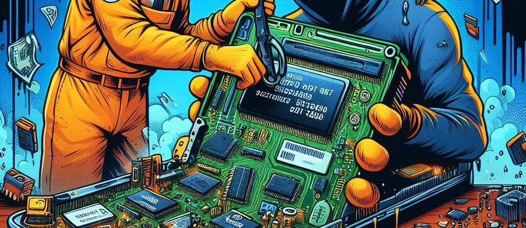 An image illustrating data from a device getting into the wrong hands.