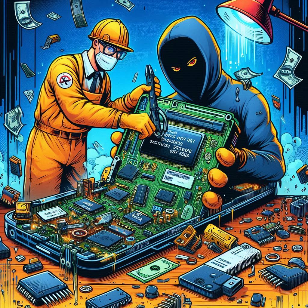 An image illustrating data from a device getting into the wrong hands.